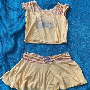 Meiling Fashion Girls yellow Crop Top and Mini Skirt - Youth Medium